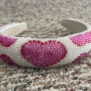 Pink Heart Beaded Headband